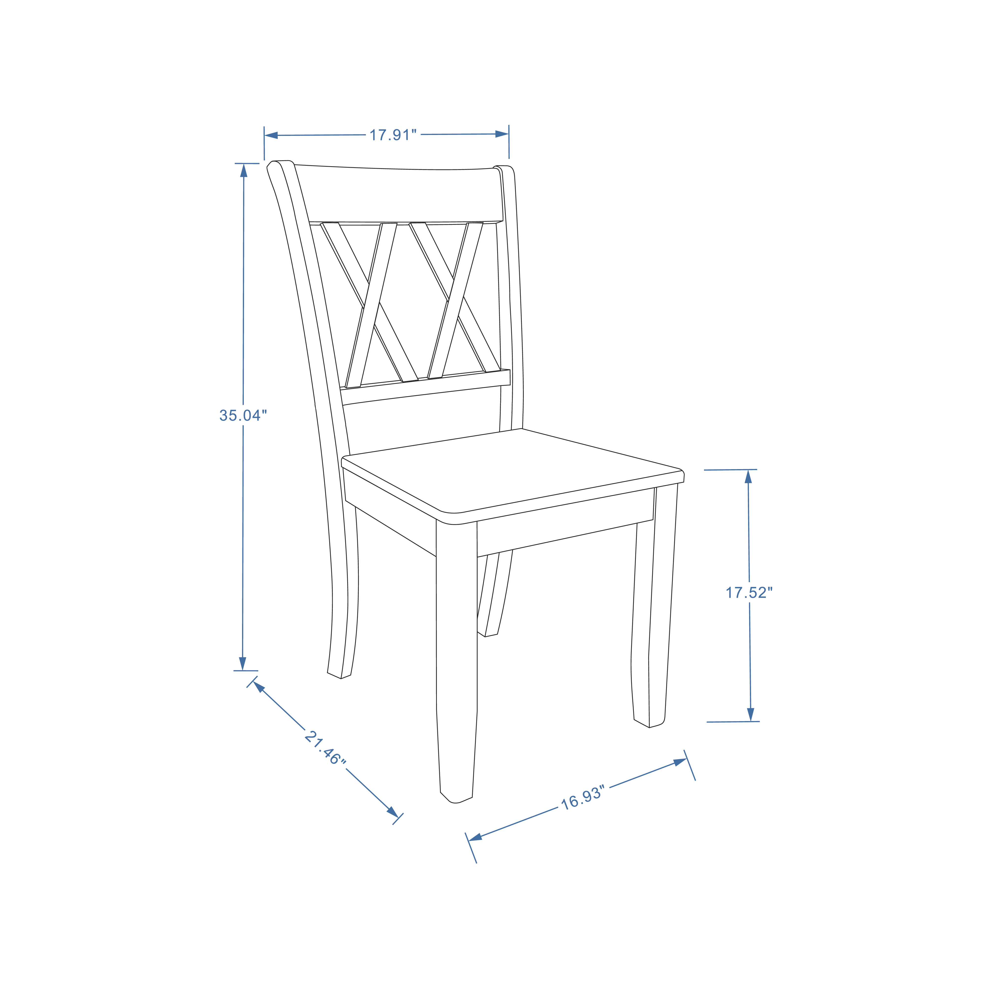 Glenwillow Home Double X-Back Solid Wood Dining Chairs (Set of 2) | eBay